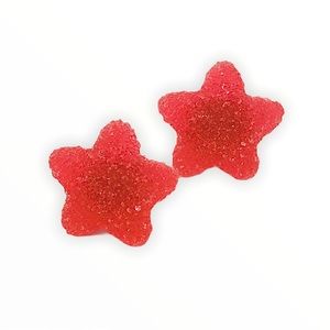 Red Candy Cute Kawaii SOFT Sugar Gummy STAR Stainless STUD Earrings